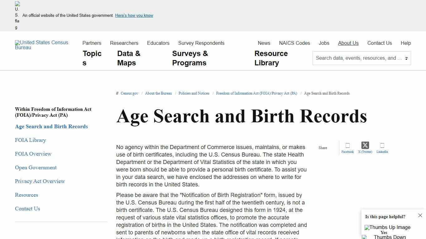 Age Search and Birth Records