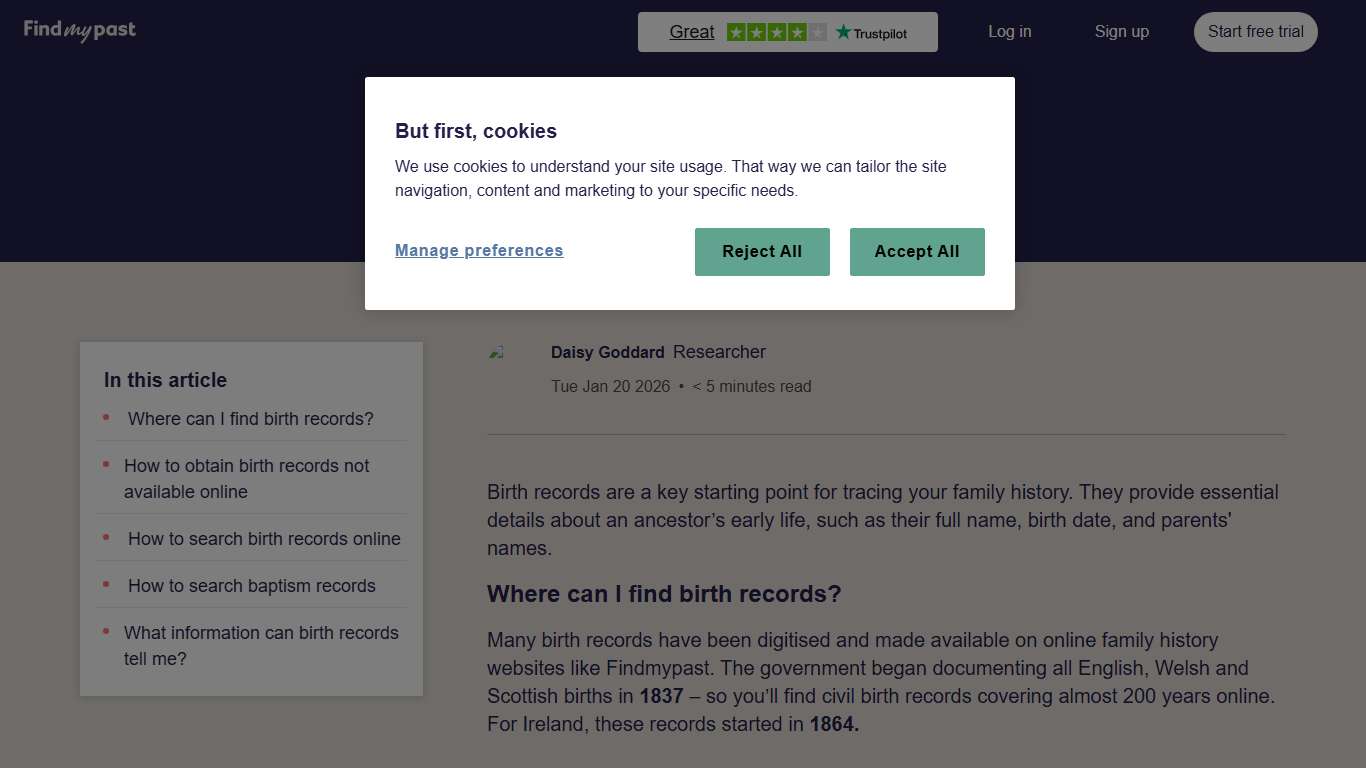 How to find birth records Findmypast.com